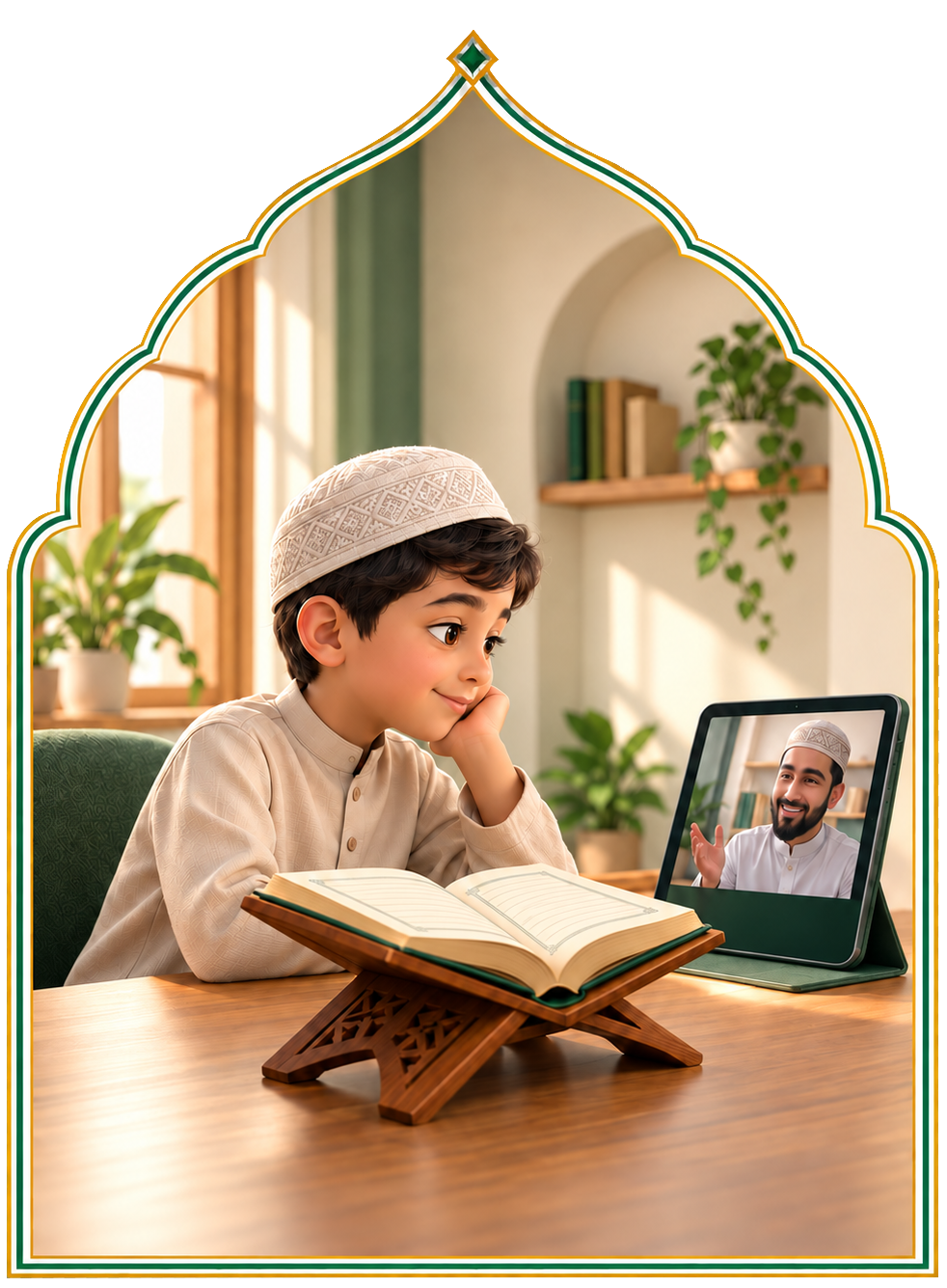Young student taking a live one-to-one online Quran lesson